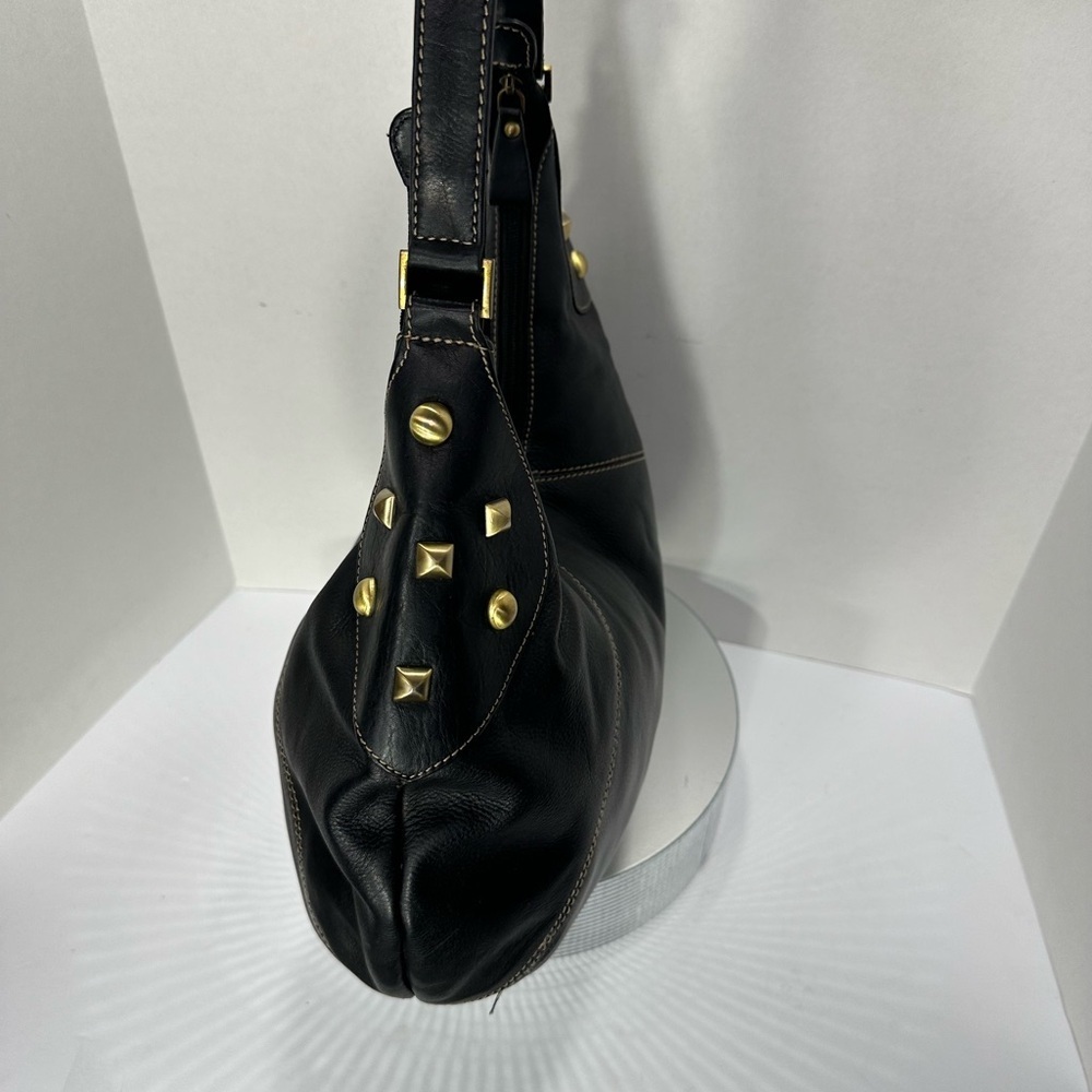 Michael rome vintage Black Leather Hobo Bag with Gold Accents pre owned - Picture 3 of 10